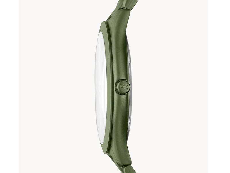 Men's Michael Kors Slim Runway Three-Hand Olive Aluminum Watch