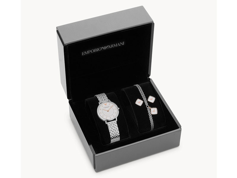 Women's Emporio Armani Women's Two-Hand Stainless Steel Watch Gift Set