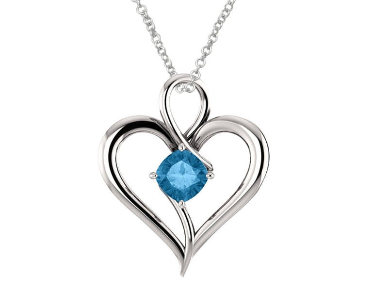 Women's Genuine Sterling Silver 6mm Cushion Heart Pendant