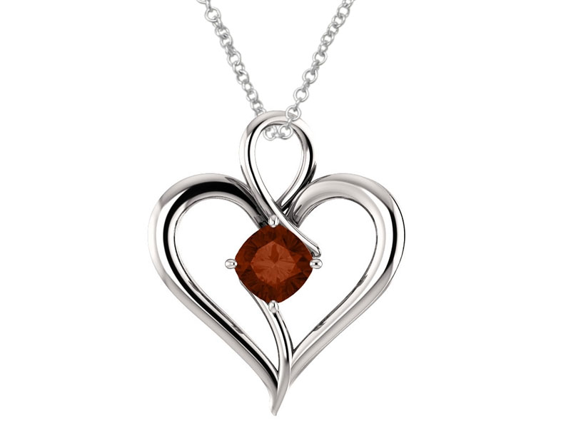 Women's Genuine Sterling Silver 6mm Cushion Heart Pendant