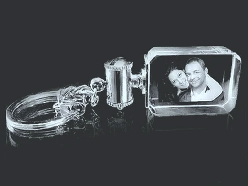 Crystal Brick Horizontal Photo Key Chain