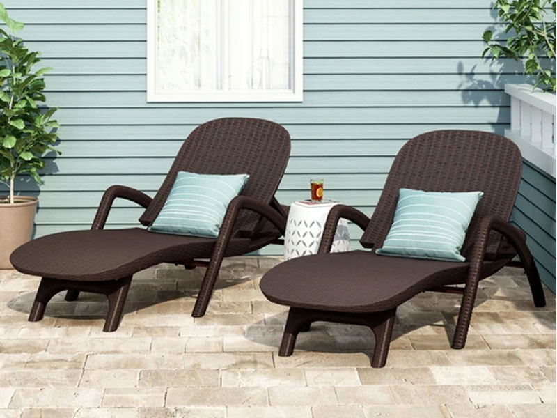 Farirra Outdoor Faux Wicker Chaise Lounges Set of 2