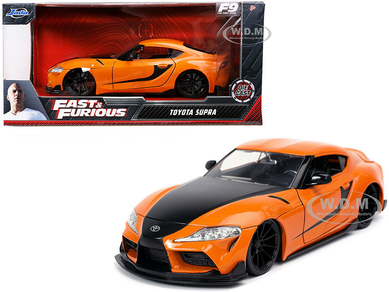 Toyota Supra Orange with Black Stripes Diecast Model Car By Jada