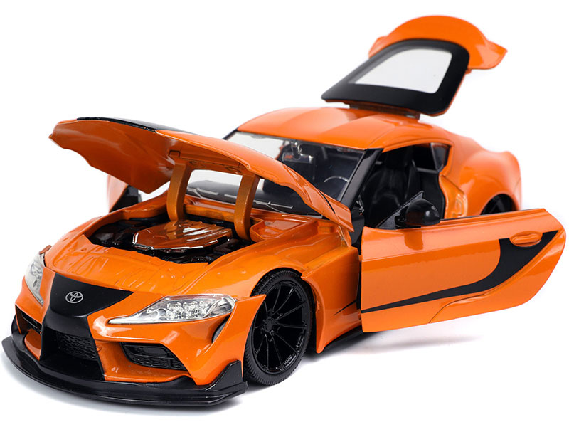 Toyota Supra Orange with Black Stripes Diecast Model Car By Jada