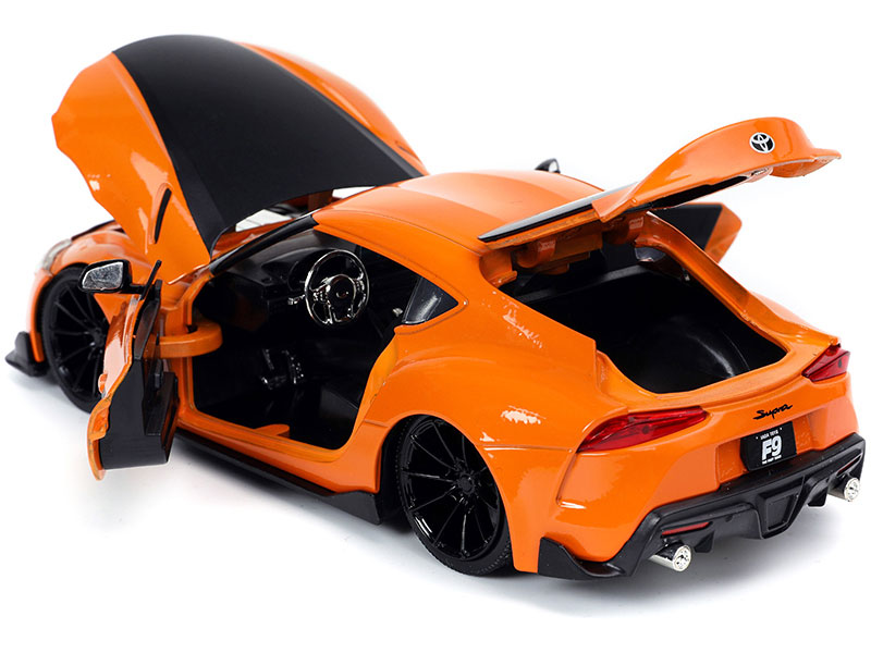 Toyota Supra Orange with Black Stripes Diecast Model Car By Jada