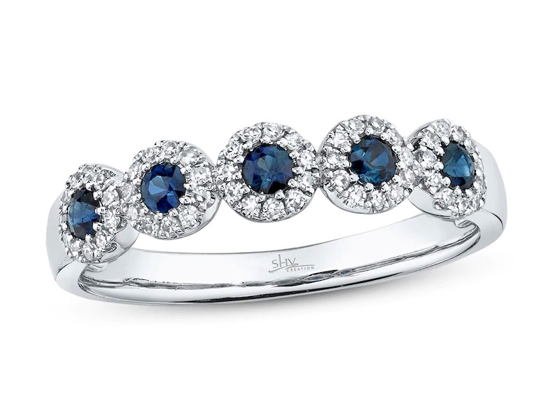 Jared Women's Shy Creation Sapphire Ring 1/8 ct tw Diamonds 14K White Gold