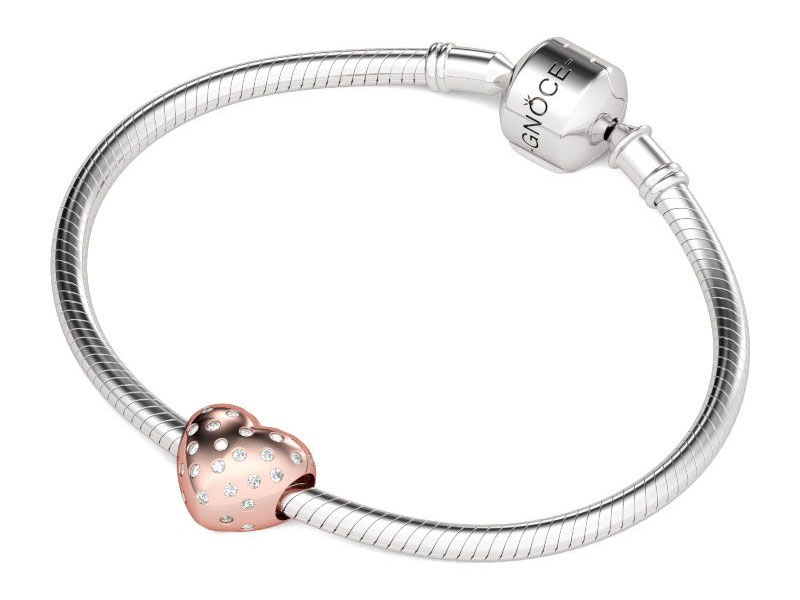 Women's Rose Gold Heart Charm Sterling Silver