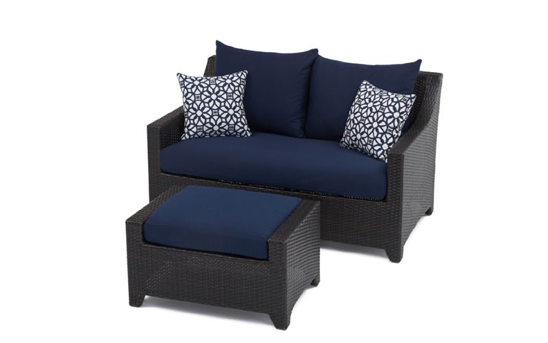 Deco™ Loveseat and Ottoman Navy Blue