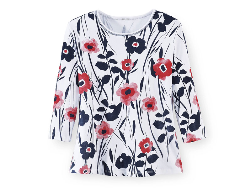 Women's Red & Blue Floral Top