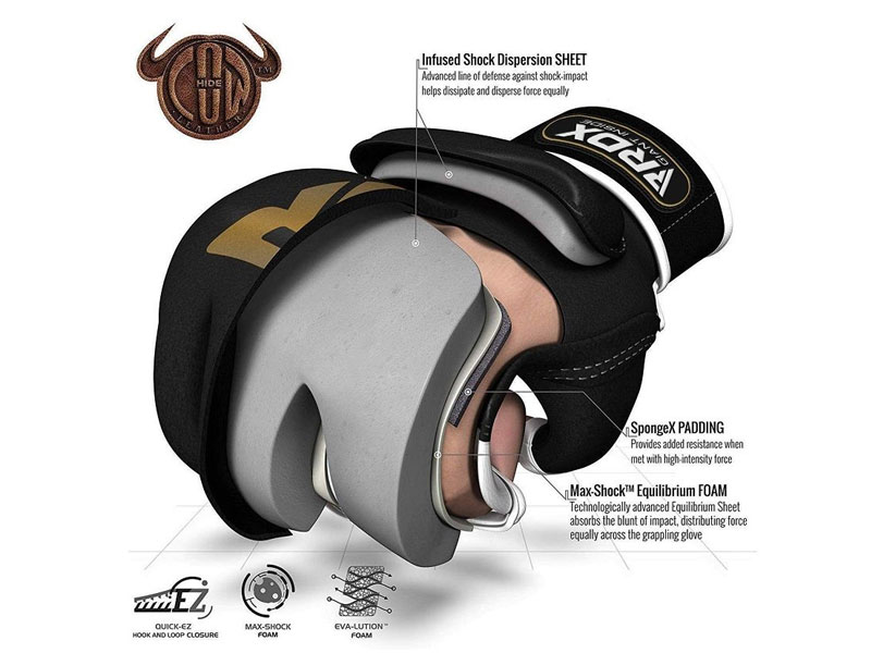 RDX T2 MMA Fight Gloves Gel Padded Open Palm With Thumb Protection