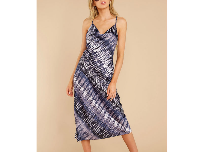 Women's Flirting With Fate Navy Print Midi Dress