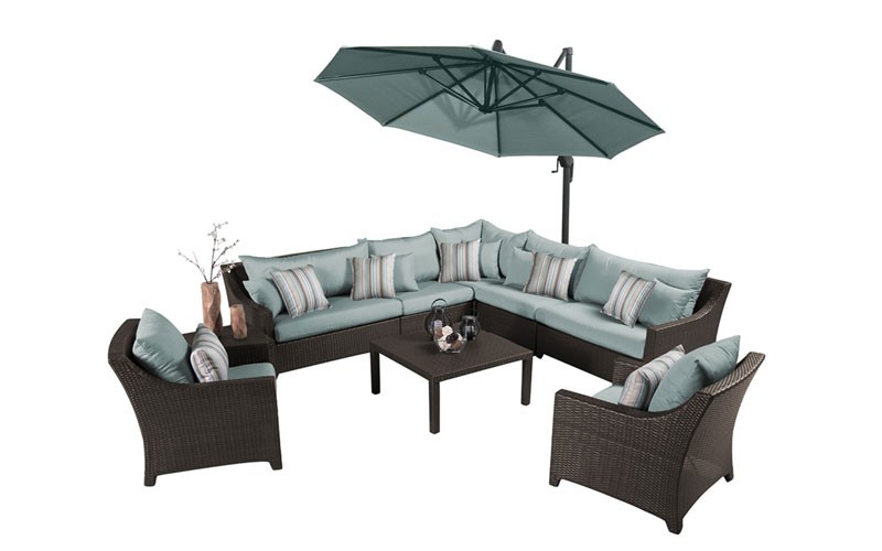 Deco™ 9pc Sectional and Club Set with Umbrella Bliss Blue