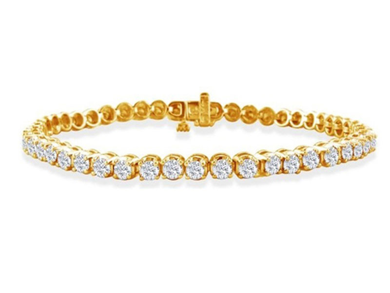 Women's 10 Karat Yellow Gold Diamond Tennis Bracelet