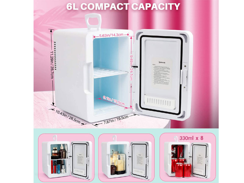 AstroAI Mini Fridge 6 Liter/8 Can Skincare Fridge For Bedroom