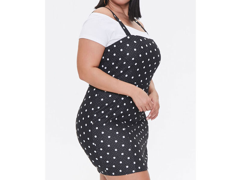 Women's Plus Size Polka Dot Pinafore Dress