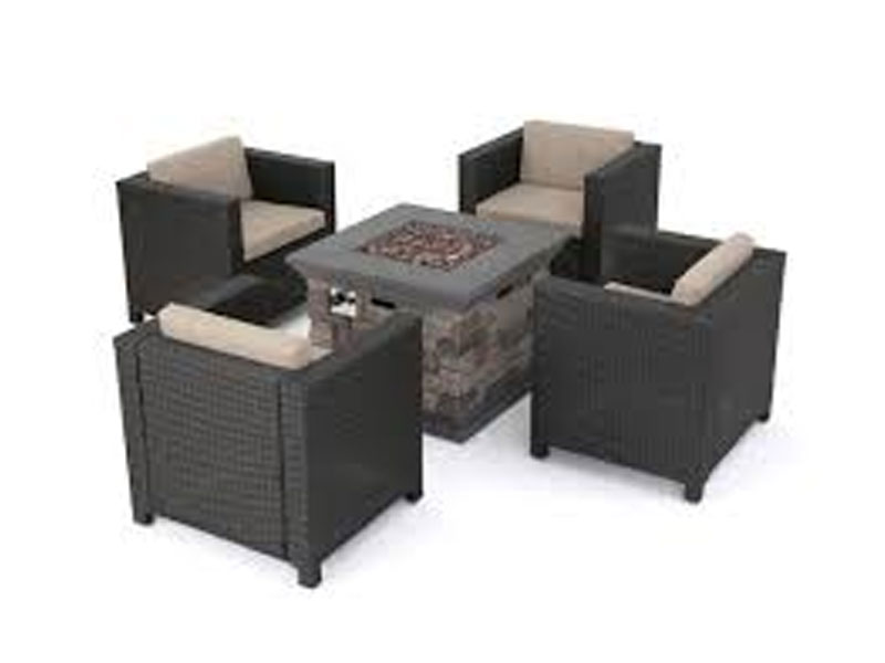 Riley Outdoor All Weather Faux Wicker 5 Seater Sectional Sofa Set with Cushions