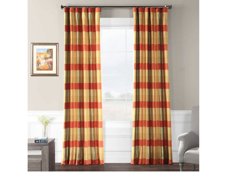 Manor Faux Silk Plaid Curtain