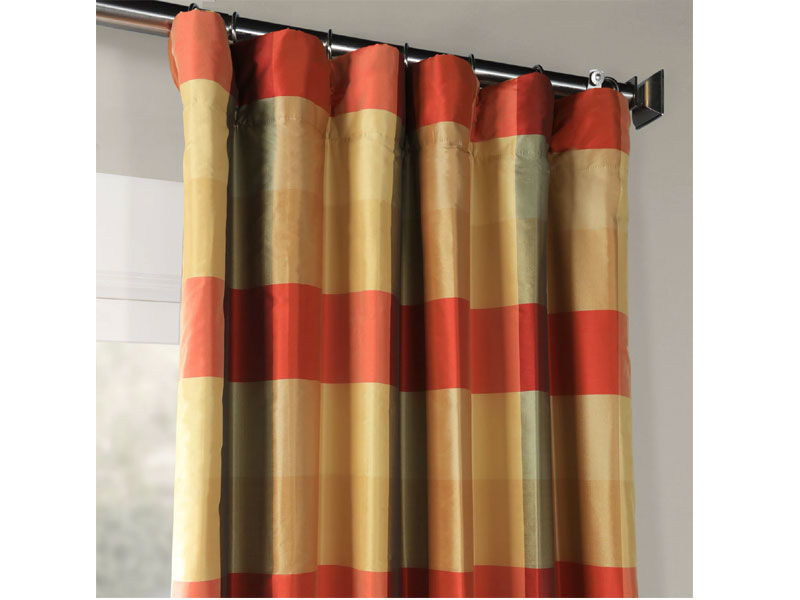 Manor Faux Silk Plaid Curtain