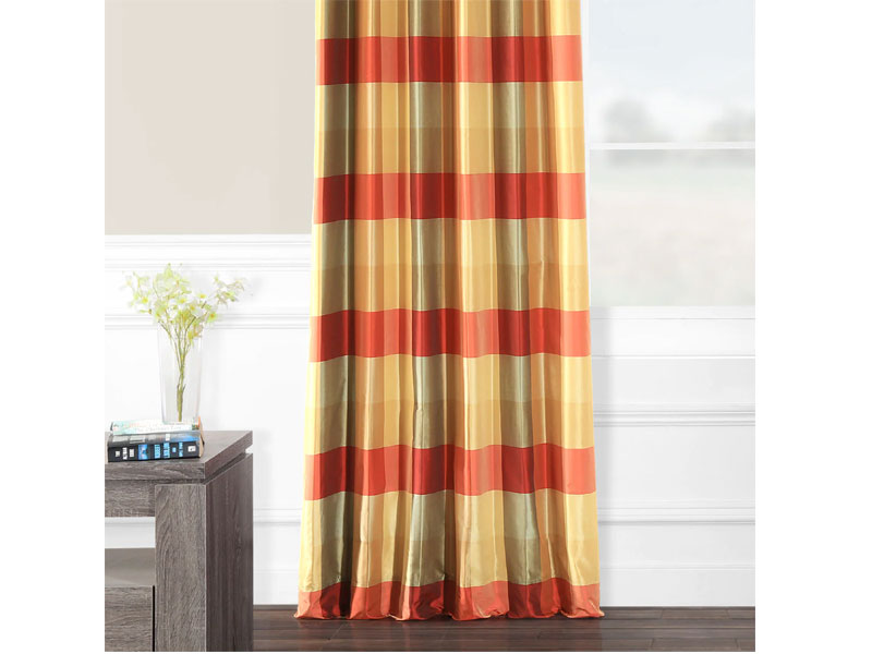 Manor Faux Silk Plaid Curtain