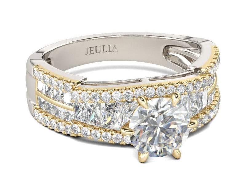 Women's Jeulia Unique Two Tone Round Cut Sterling Silver Ring