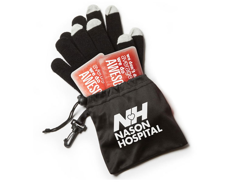 Touchscreen Gloves & Reusable Hand Warmers Gift Set With Holiday Gift Card
