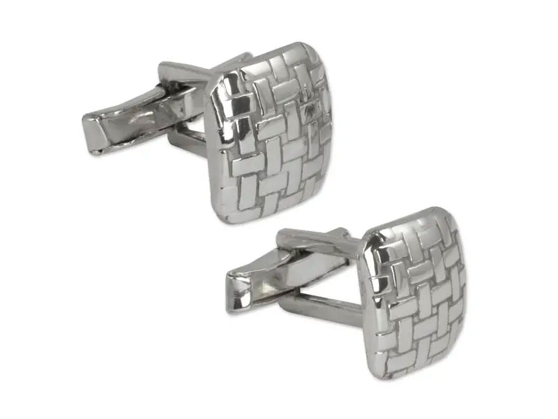 Mexican Taxco Silver Artisan Crafted Cufflinks Seri Weaving