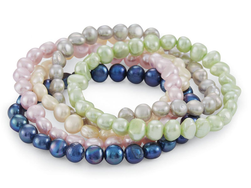 Women's Pearl Stretch Bracelets Set of 5