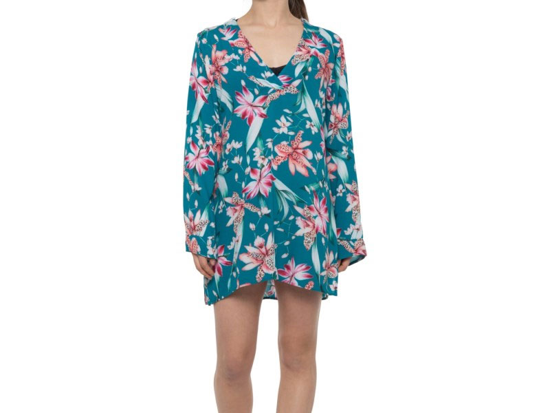 La Blanca Flyaway Orchid Tunic Beach Cover-Up Long Sleeve For Women