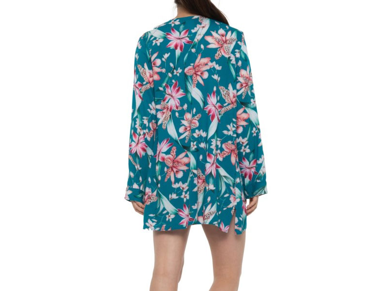 La Blanca Flyaway Orchid Tunic Beach Cover-Up Long Sleeve For Women