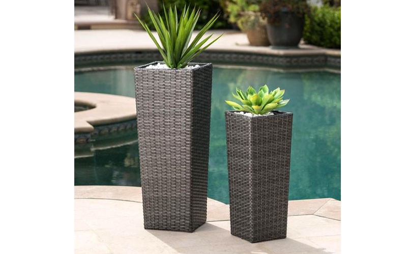 Eden Outdoor Wicker Flower Pots Set Of 2