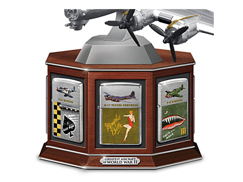 WW II Aircraft Zippo Lighters With B-17 Bomber Display