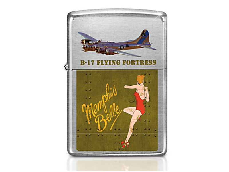 WW II Aircraft Zippo Lighters With B-17 Bomber Display