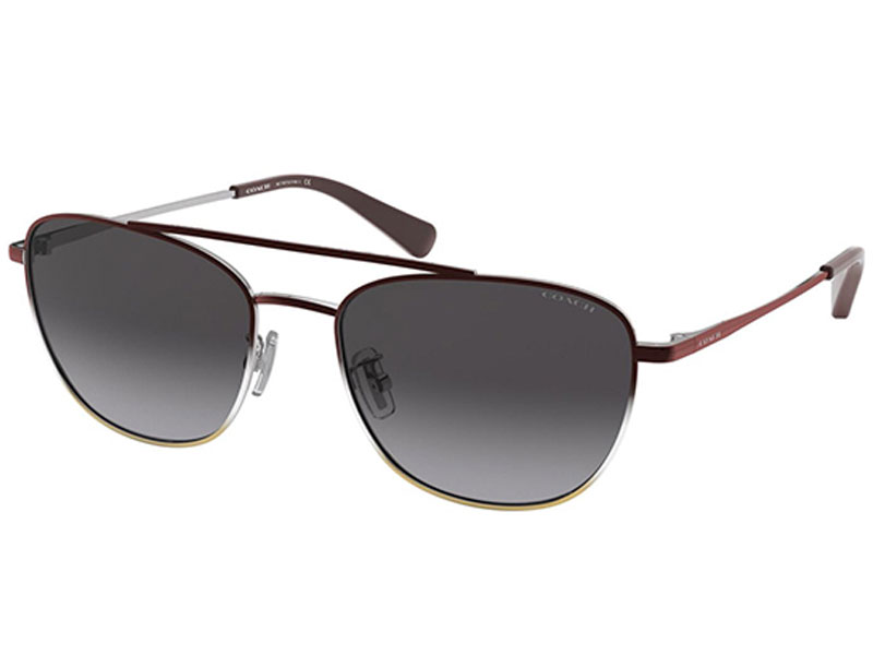 Coach Women's Burgundy Shiny Silver Tone Navigator Sunglasses