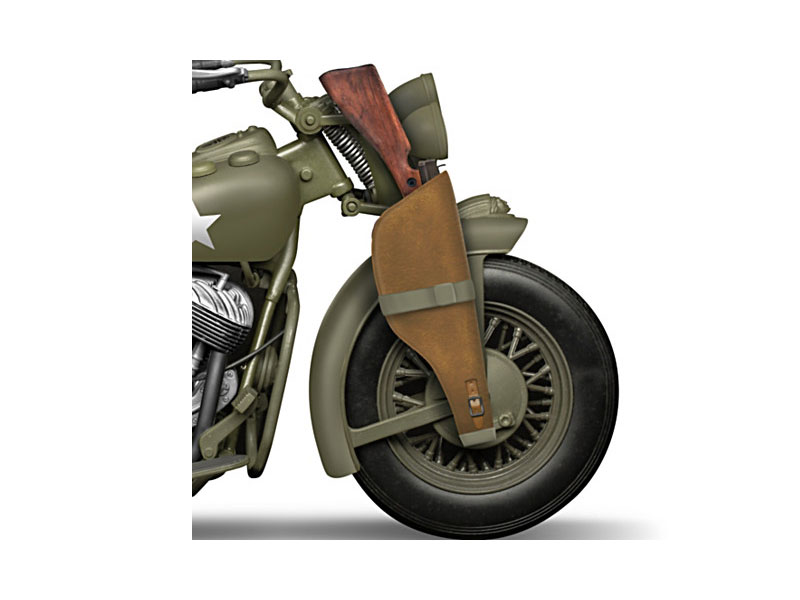 Indian Motorcycle Sculpture With Military Paint Scheme