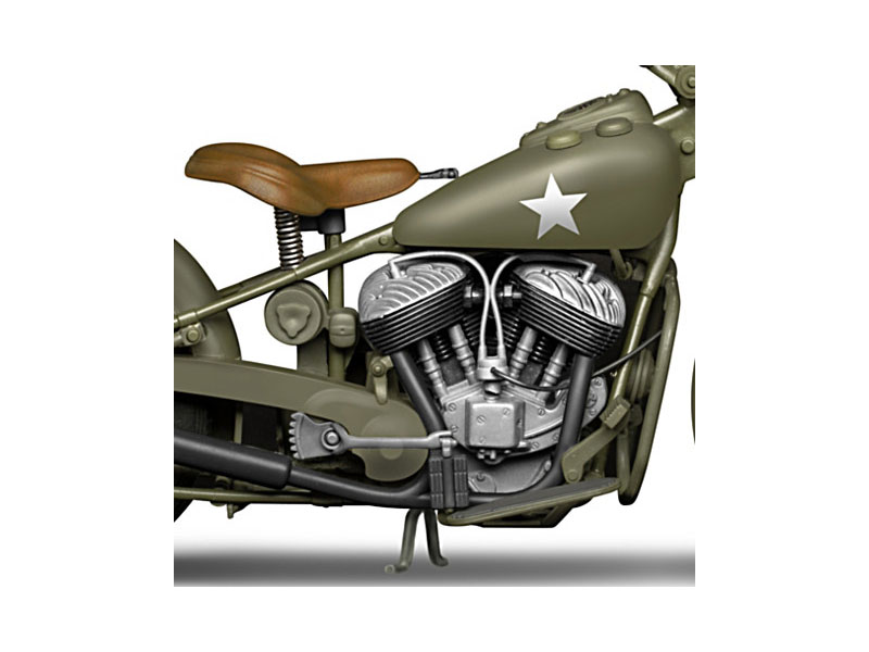 Indian Motorcycle Sculpture With Military Paint Scheme