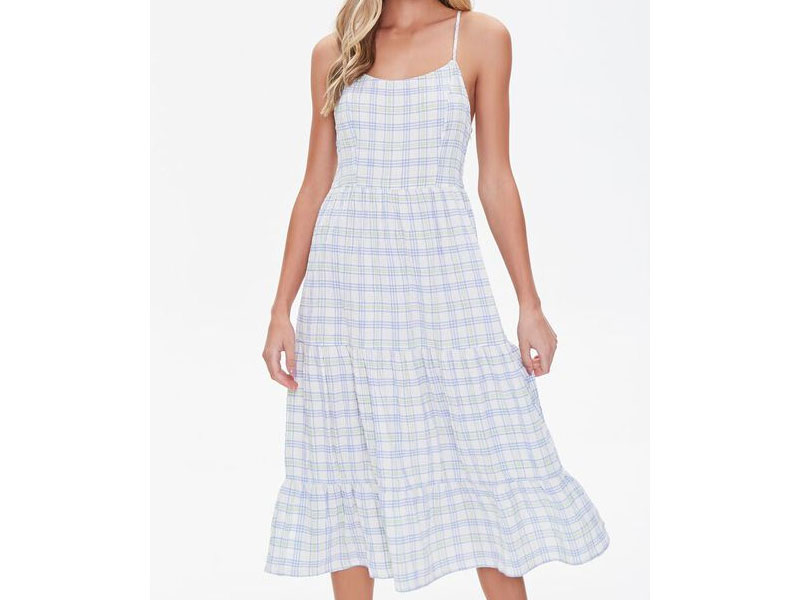 Women's Plaid Cami Midi Dress