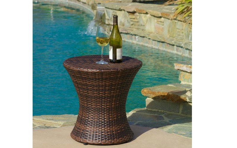 Townsgate Outdoor Brown Wicker Hourglass Side Table