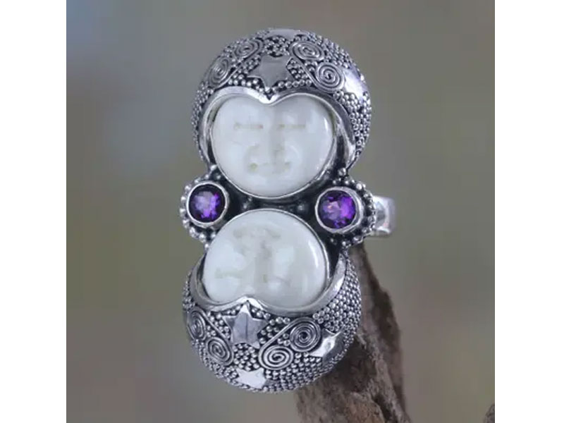 Artisan Crafted Sterling Silver and Amethyst Cocktail Ring Royal Romance