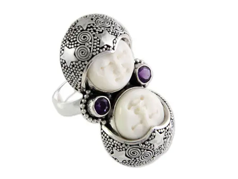 Artisan Crafted Sterling Silver and Amethyst Cocktail Ring Royal Romance