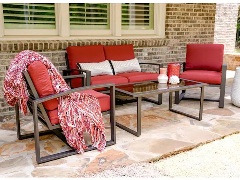 Leisure Made Jasper 4-Piece Metal Frame Patio Conversation Set With Cushion