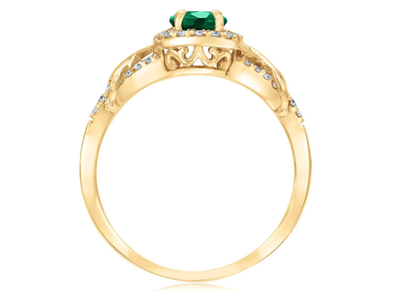 Women's Reeds Emerald and Diamond Yellow Gold Ring 1/4ctw