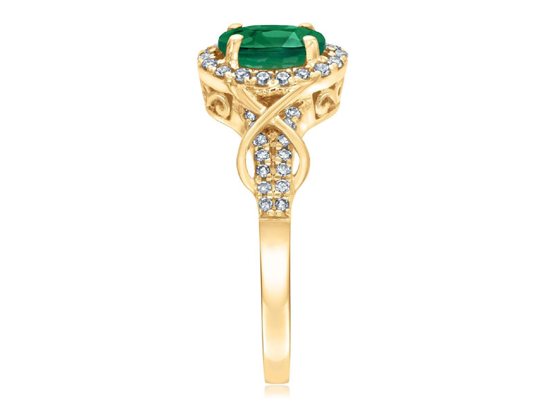 Women's Reeds Emerald and Diamond Yellow Gold Ring 1/4ctw