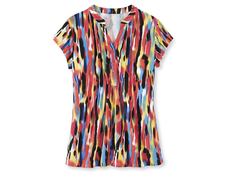 Women's Painterly Rainbow Pintuck Tunic