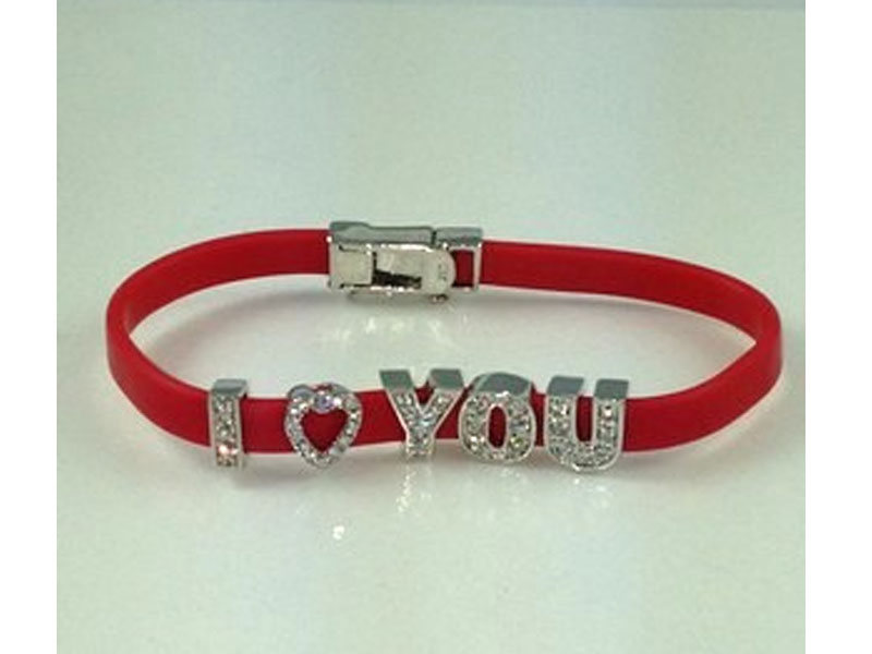 Women's Sterling Silver Rubber Love Bracelet