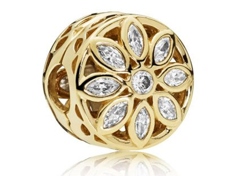 Women's Pandora Gold Opulent Flower Clip Clear Cubic Zirconia