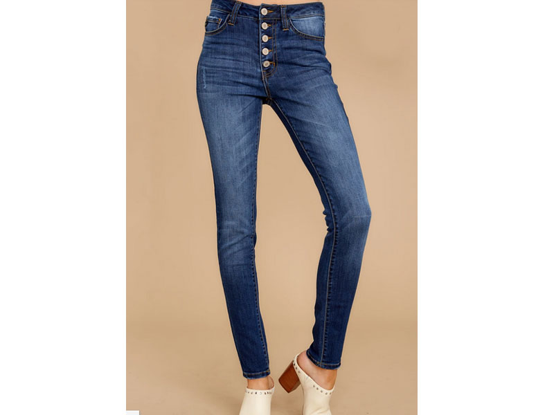 Still In The Race Dark Wash Distressed Curvy Skinny Jeans For Women