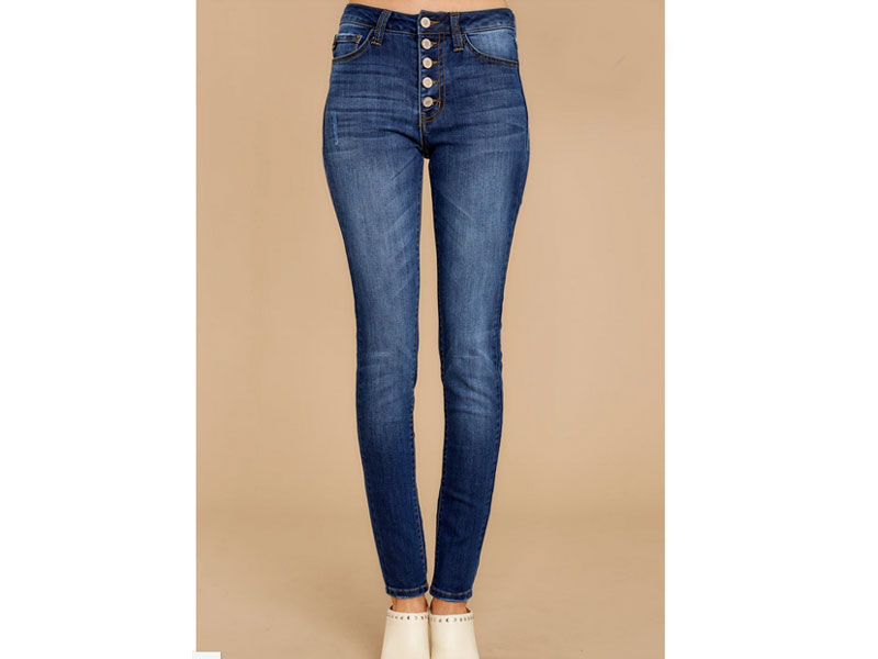 Still In The Race Dark Wash Distressed Curvy Skinny Jeans For Women