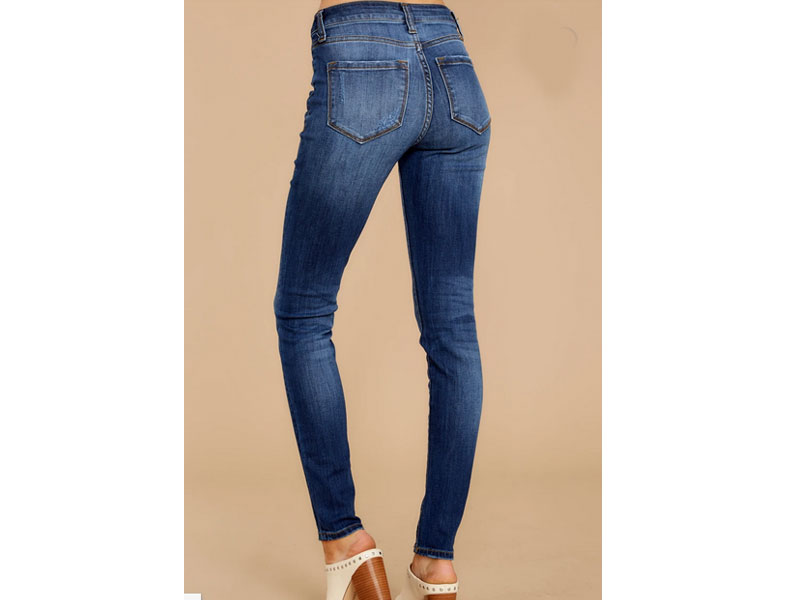 Still In The Race Dark Wash Distressed Curvy Skinny Jeans For Women