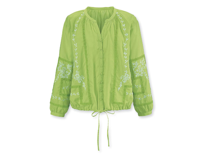 Embroidered Green Blouse For Women