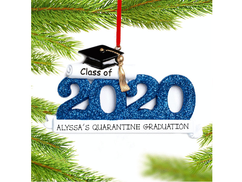 Personalized 2020 Graduation Blue Christmas Ornament